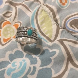 SPINNER RING SIZE 9 SILVER & TURQUOISE MEDITATION